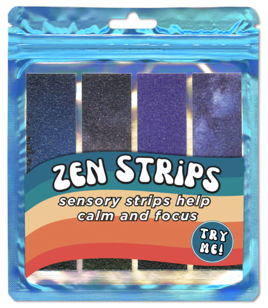 Zen Strips | Sand Nature set of 4 textured sensory strips in blue and purple tones for calm and focus.