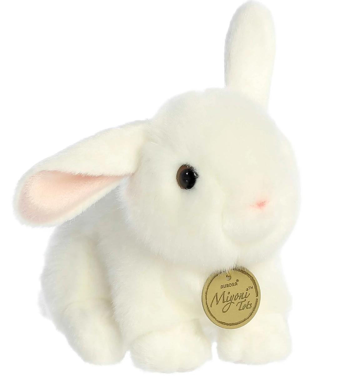 Bunny Ear Up Ear Down White plush toy, soft and cuddly with one ear up and one ear down, perfect for all ages.