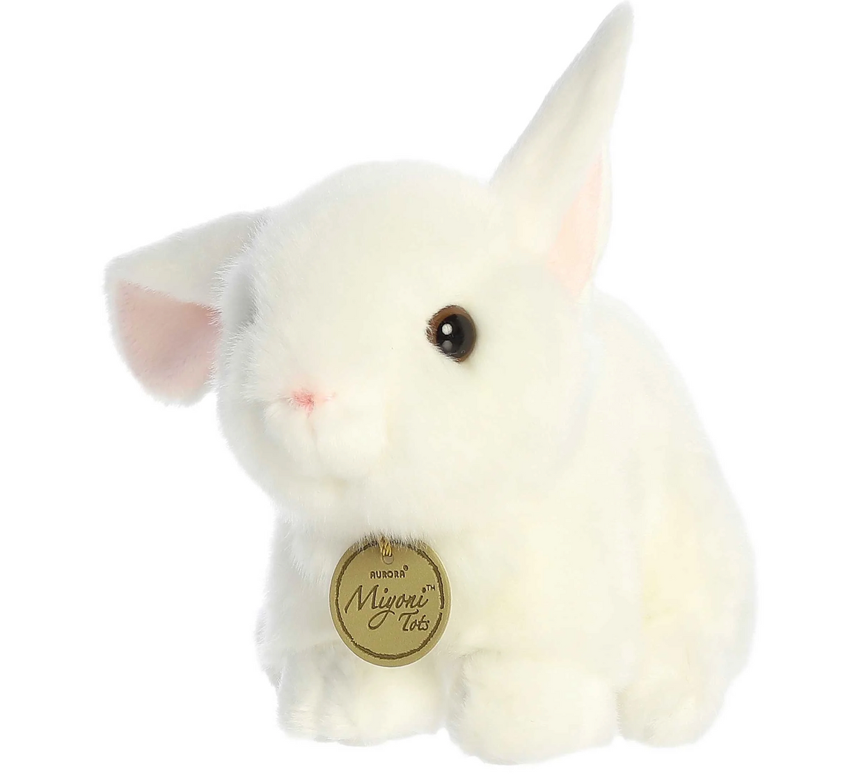 Bunny Ear Up Ear Down White plush toy featuring a playful baby bunny with soft white fur and detailed eyes.