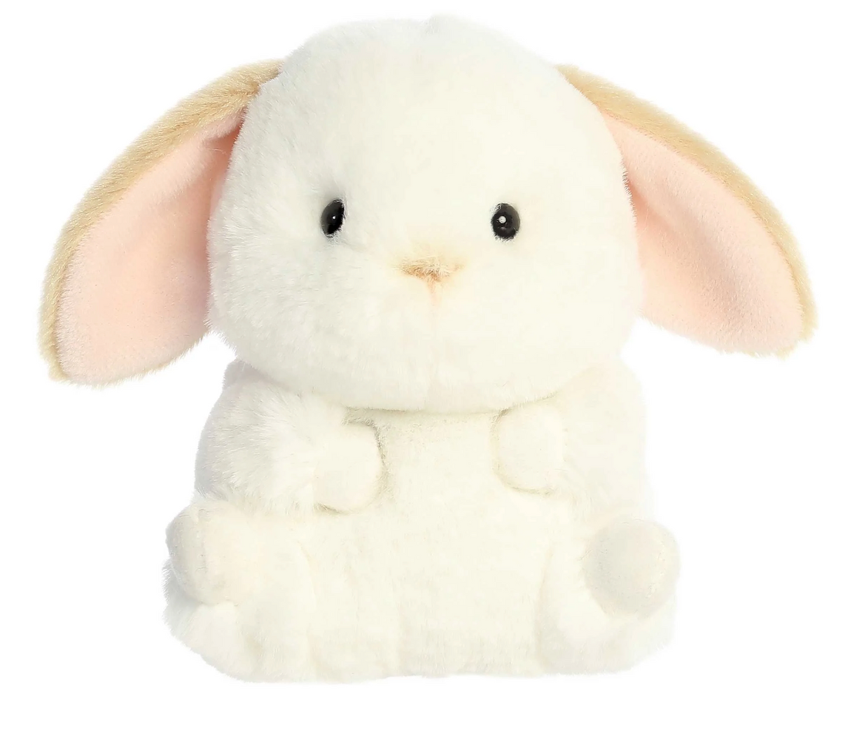 Rolly Bunny Bouncy plush toy with soft white fur, long pink ears, and round cuddly body perfect for hugging.