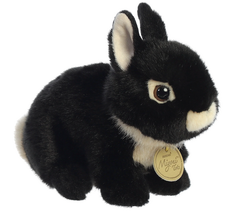 Bunny Netherland Dwarf Black plush with soft black fur and detailed features, perfect for cuddles and playtime.
