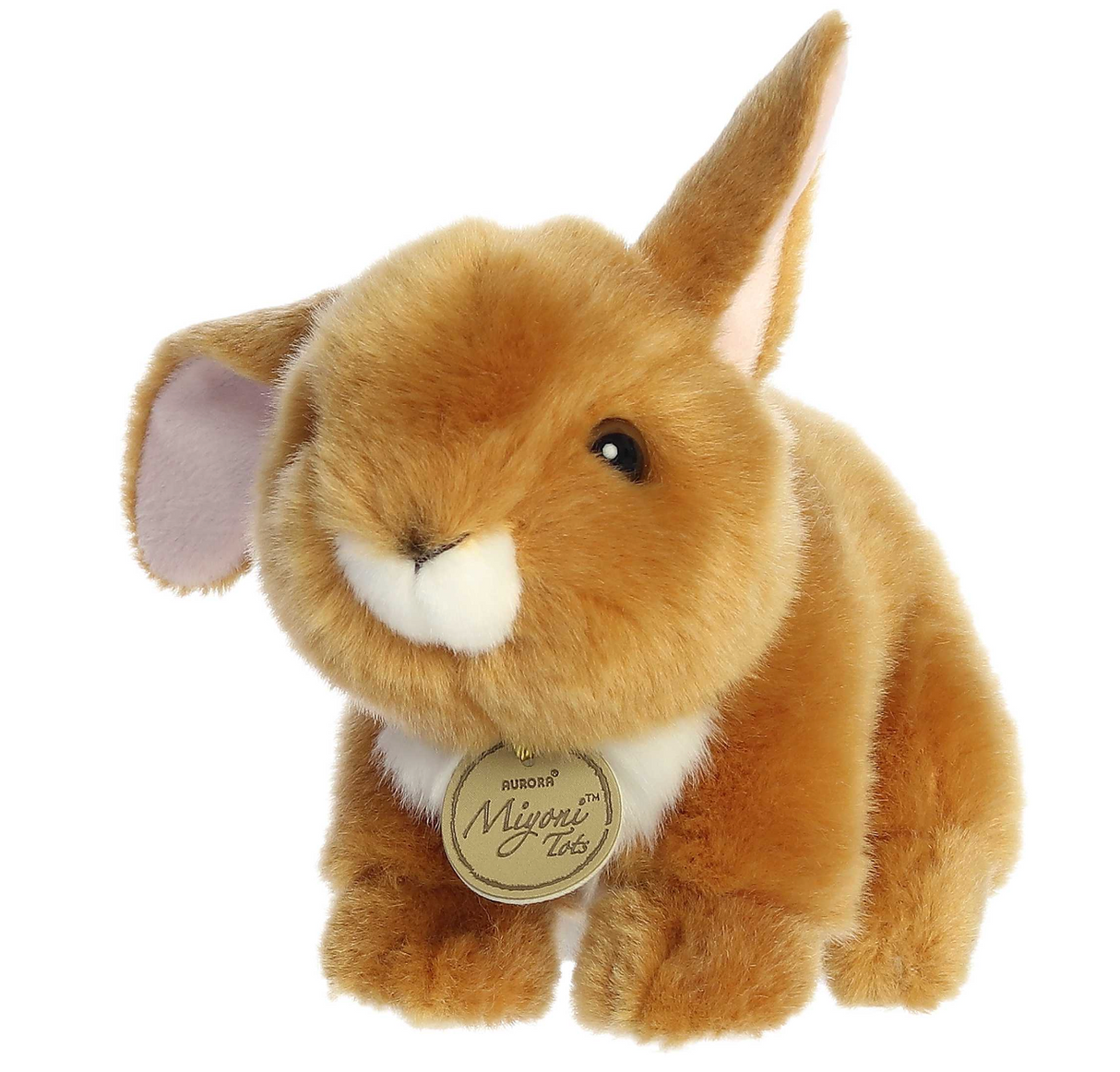 Bunny Ear Up Ear Down Ginger plush toy with soft brown fur and playful expression from Miyoni Tots.