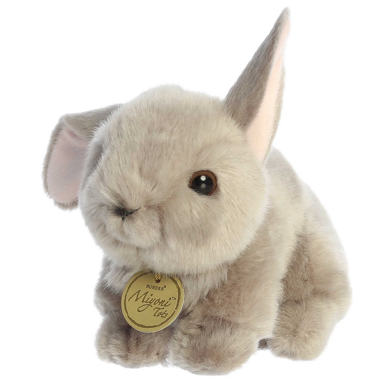 Bunny Angora Grey plush by Miyoni Tots, soft grey baby bunny with detailed fur and friendly expression.