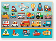 Puzzlo Vroom Wooden Puzzle with 22 colorful vehicle pieces including cars, planes, boats, and trucks for children age 2+