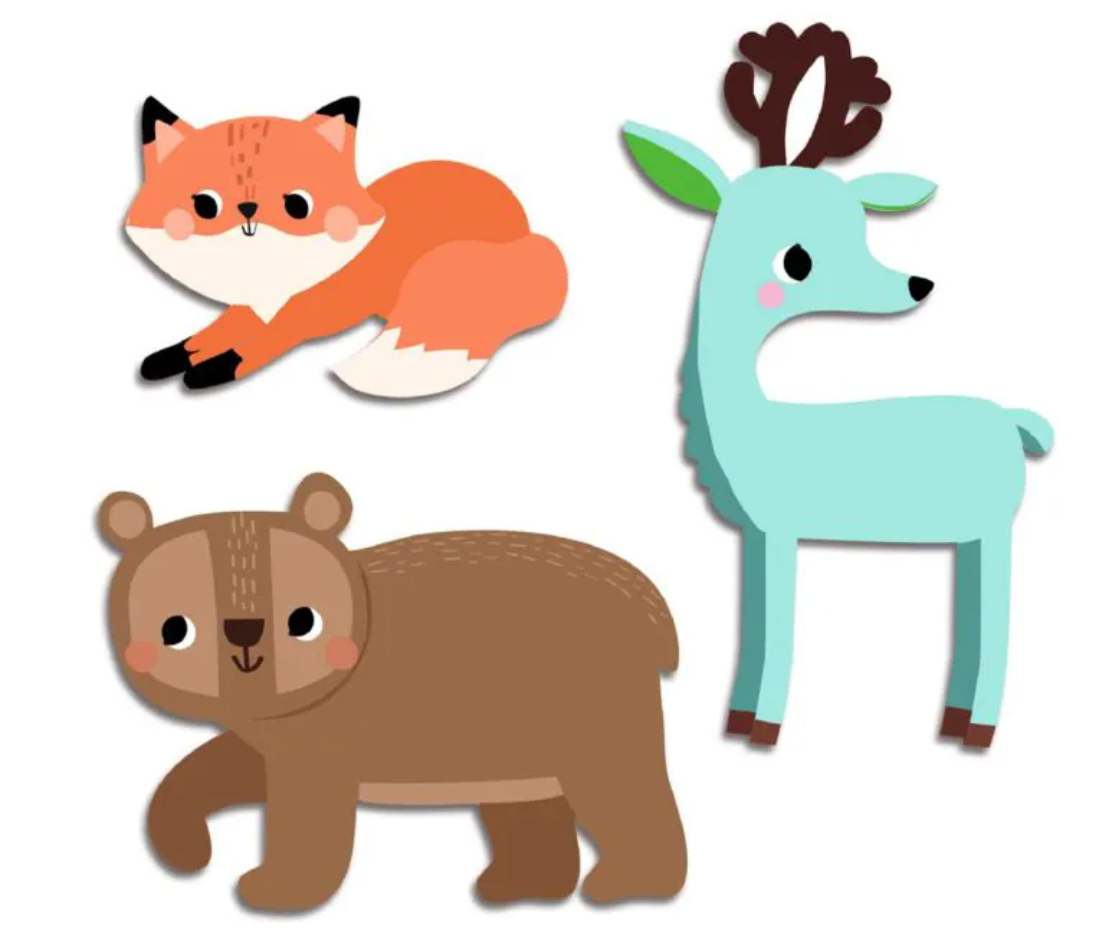 Baby Stickers | Forest Animals featuring a cute fox, deer, and bear on thick, easy-to-peel paper stickers.