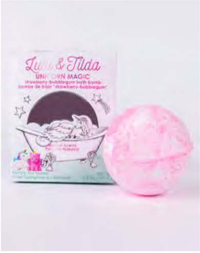 Bath Bomb | Unicorn Magic pink fizzy bath bomb with biodegradable glitter and surprise inside by Lulu & Tilda.