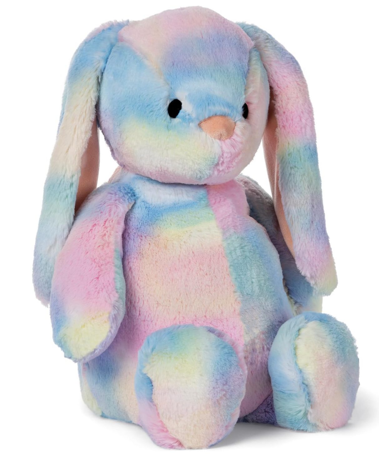 Bunny Thistle pastel rainbow plush bunny with floppy ears and pale pink accents, soft and cuddly stuffed animal.