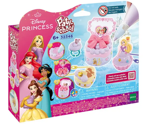 Pati-School Disney Princess Kit with lavender paste, princess-themed decorations, and treat-inspired craft bases for kids 6+.