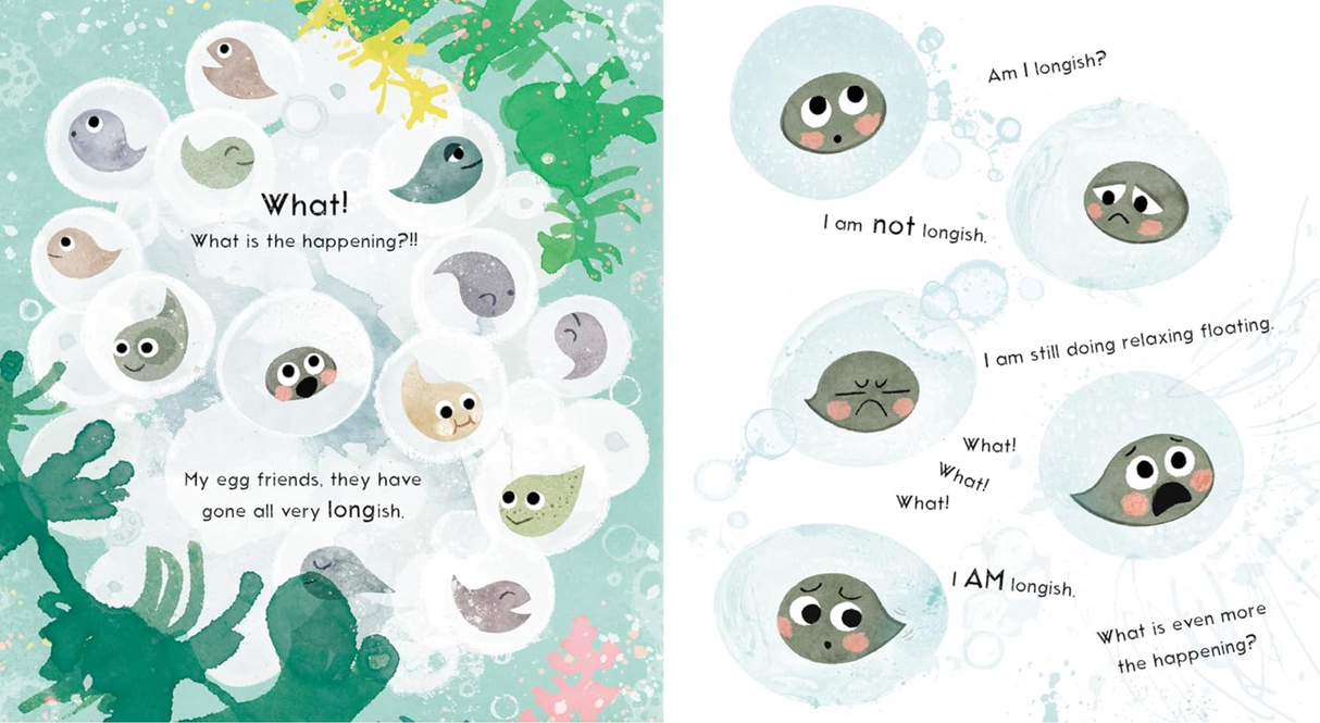 We Are the Wibbly! shows small tadpoles in eggs reacting to growing changes in a colorful underwater scene.