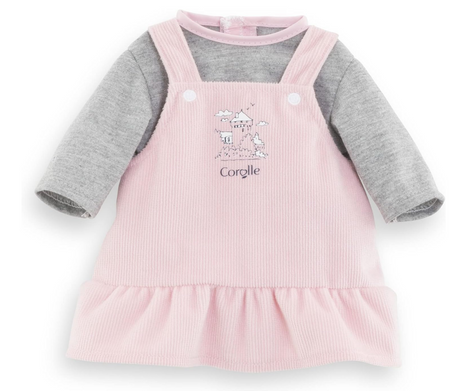 12in Loire Riverside Jumper in pink and grey for 12-inch dolls with soft fabric and castle design detail.