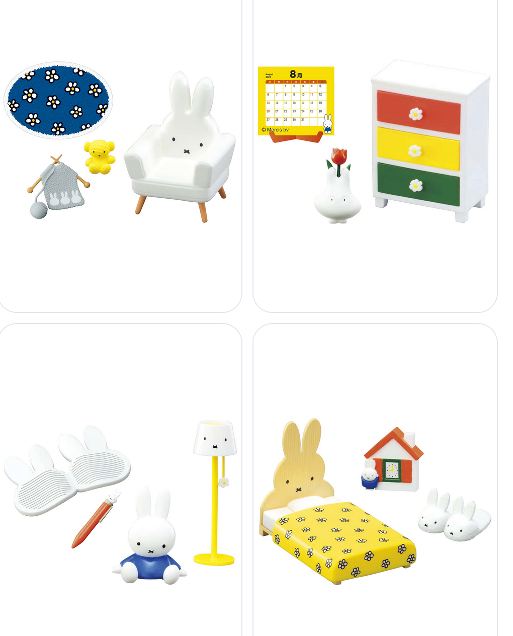 Re-Ment | Miffy Room Blind Box featuring kawaii miniature furniture and accessories from Miffy’s charming room collection.