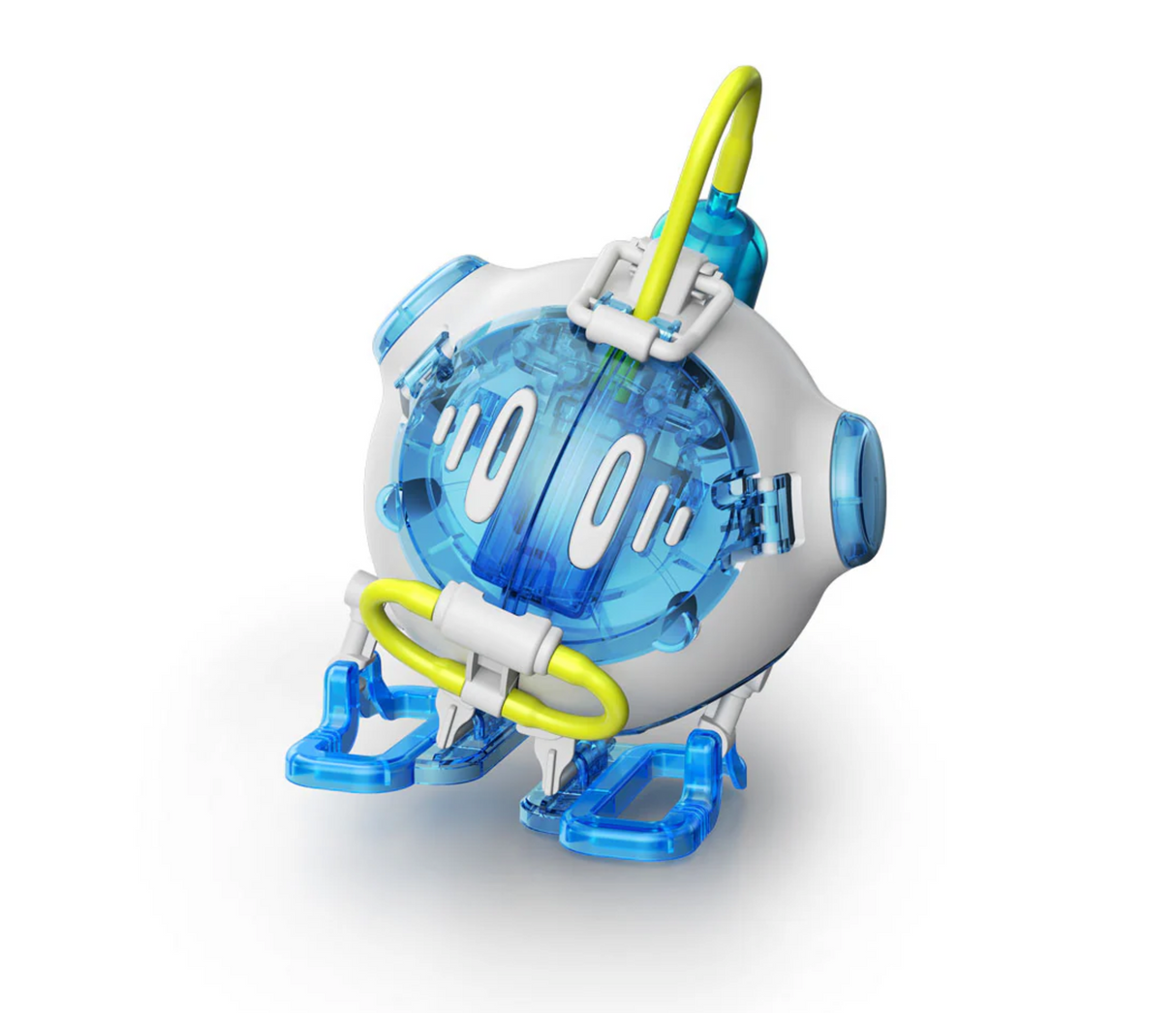 Saltwater Fuel Cell Robot walking toy powered by salt water and magnesium with a modern, blue and white design.