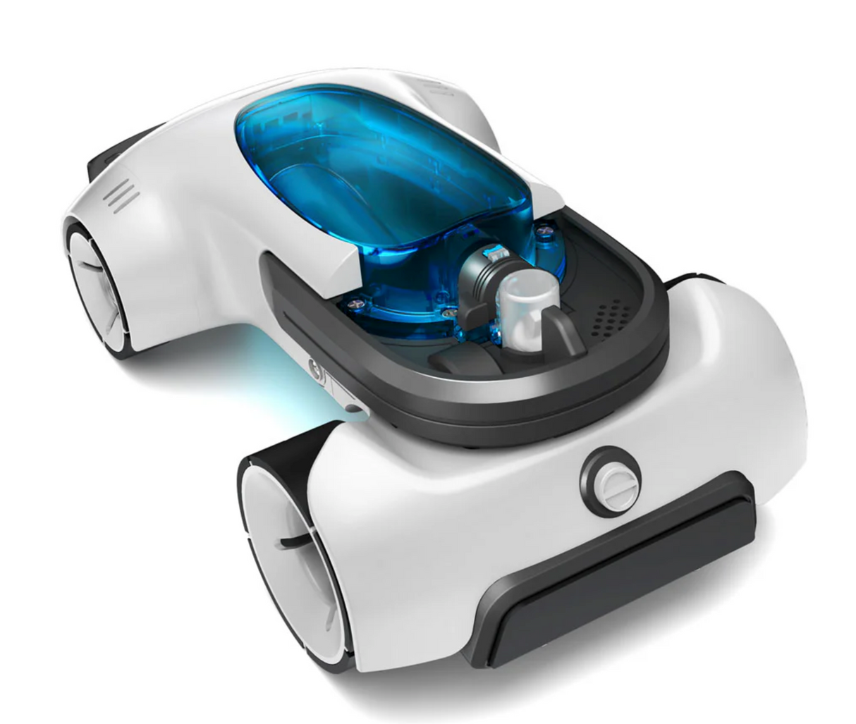 Air-Power Turbo Racer sleek white air-powered race car with visible internal pump and blue air tank cover