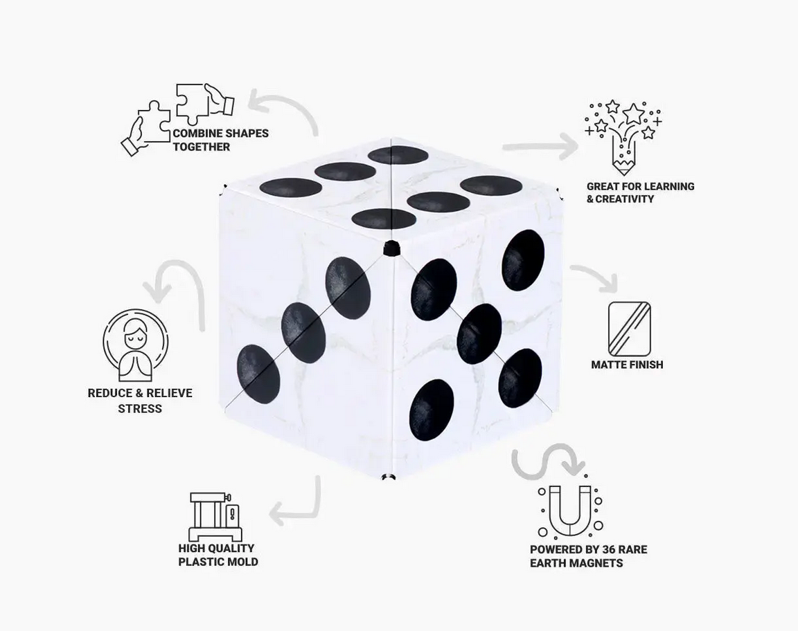 Shashibo | Dice Collection Renaissances magnetic puzzle cube with rare earth magnets and matte finish features.
