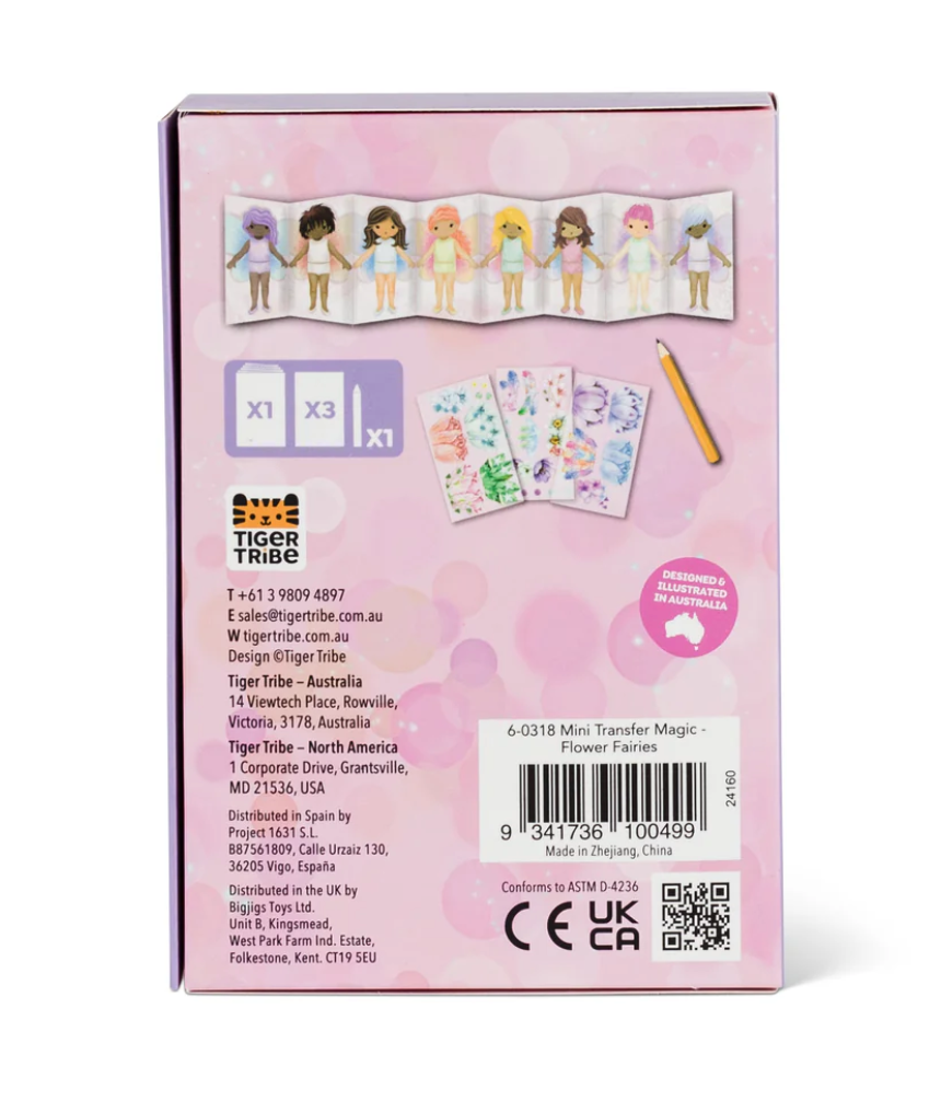 Mini Transfer Magic | Flower Fairies packaging showing fairy templates, transfer sheets, and pencil for creative play.