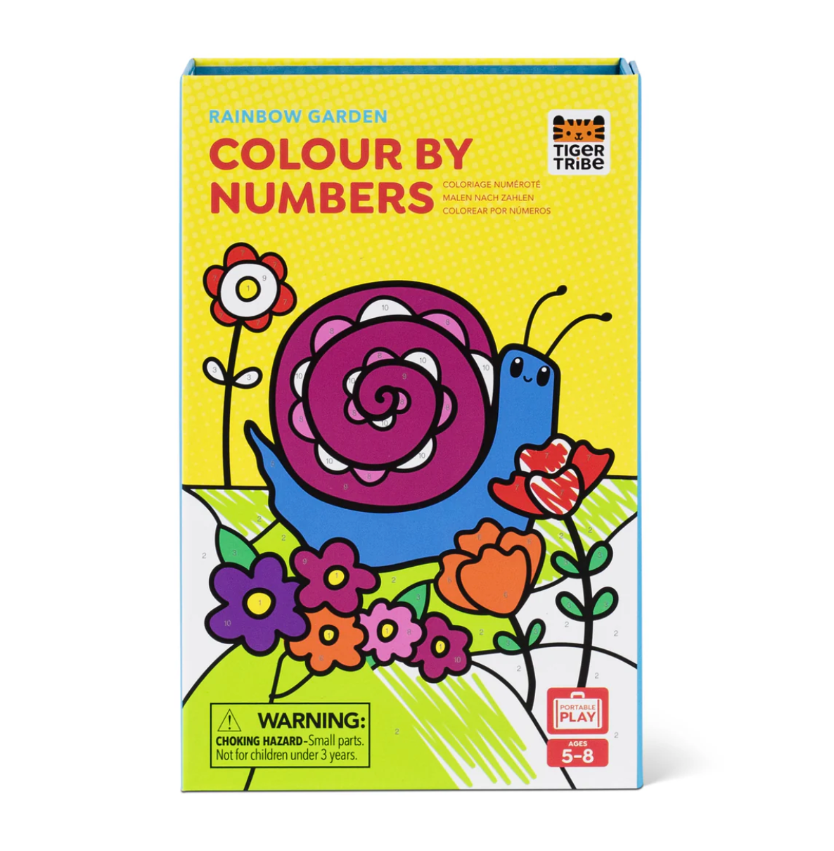 Color by Number | Rainbow Garden kids coloring set with markers, encourages creativity and number recognition ages 5-8.