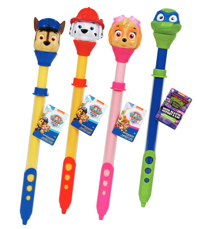 Water Blaster | Licensed featuring colorful character-themed water toys with pull-back and blast function for summer fun.