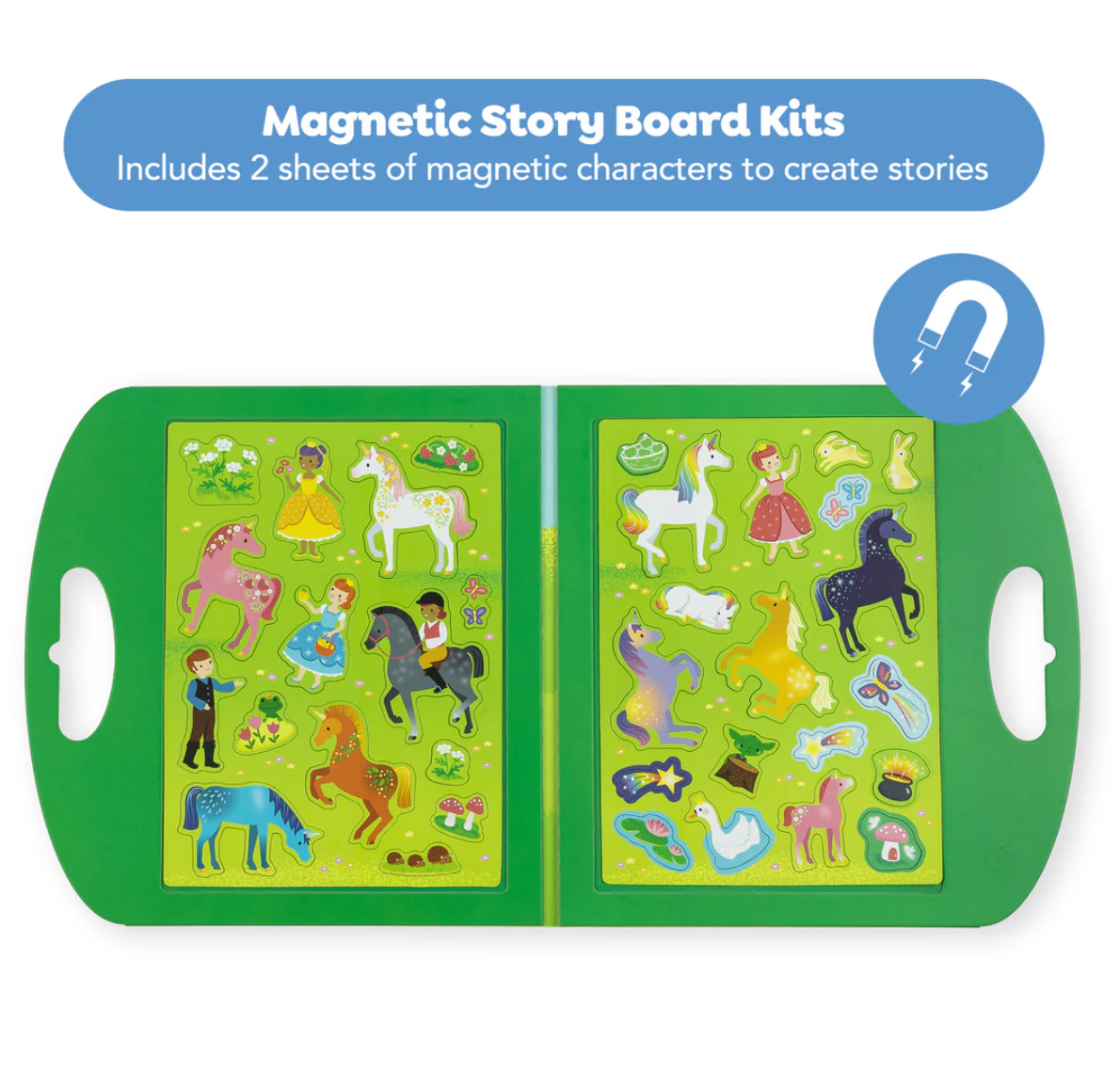 Magna Carry | Unicorn Kingdom magnetic story board kit with colorful unicorn and character magnets for creative play.