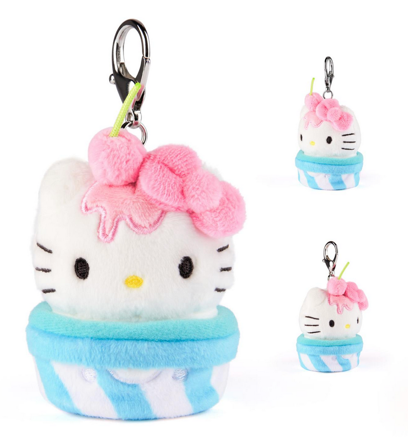 Hello Kitty & Friends Fast Food Blind Box plush keychain featuring Hello Kitty in a dessert-themed design.