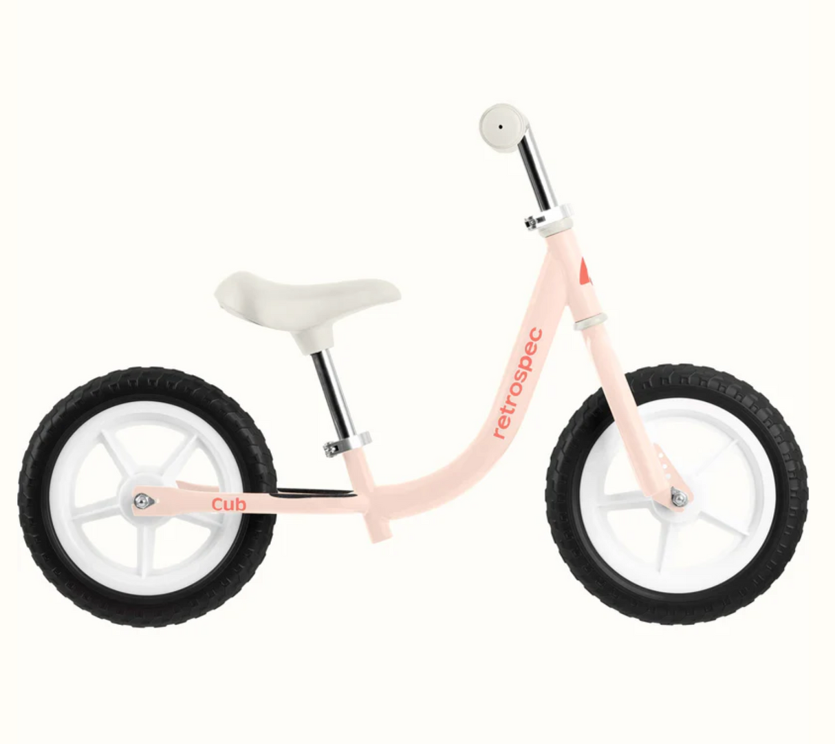 Cub Balance Bike | Blush with a low step-through frame, adjustable seat, and puncture-proof tires for toddlers 18 months to 4 years.