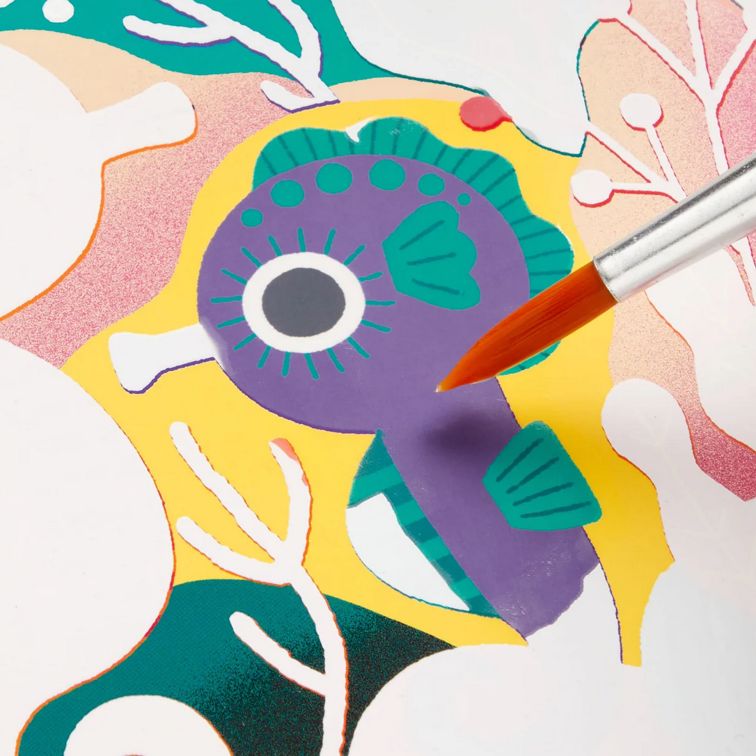 Color Magic Water Reveal | Under the Sea shows a brush revealing a colorful seahorse on an underwater scene.