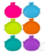 Silicone Coin Purse in six bright colors, featuring a rounded clasp design, perfect for keeping coins safe and stylish.