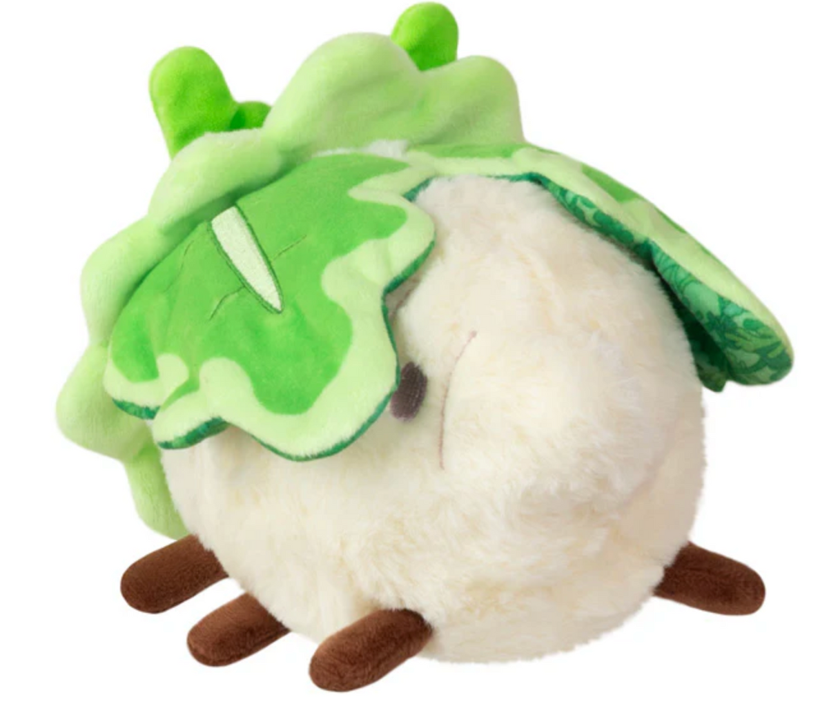 Alter Ego | Turnip Moth plush toy with soft cream body and green leaf cap, playful garden-inspired design.