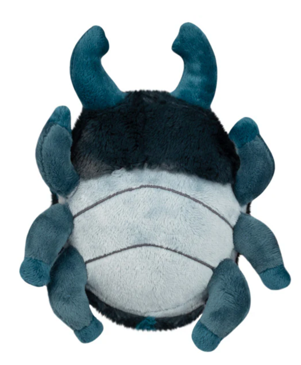 Soft plush Stag Beetle Snackers toy in blue and black with detailed legs and antler-like jaws.