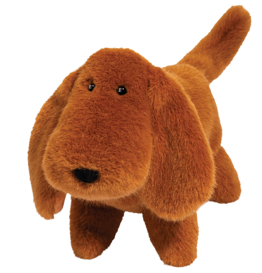 Plush dachshund dog toy with soft brown fur and floppy ears, perfect for kids, titled Muzzles | Dachshund Dale.