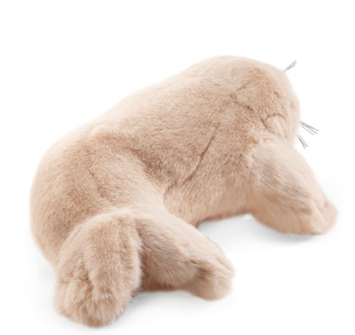 Soft beige harp seal pup puppet with thick fur, movable mouth, and front flippers perfect for cuddling and play.