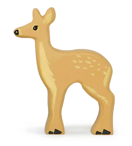Smooth and sturdy little wooden deer figure, perfect for imaginative play and woodland adventures for children ages 3 and up