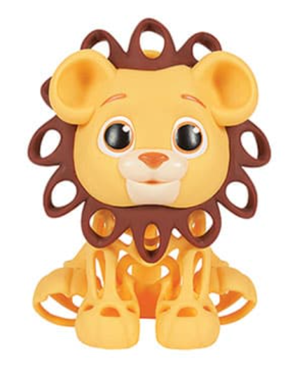 Soft and easy-grip lion toy designed for sensory play and early learning for curious toddlers and babies
