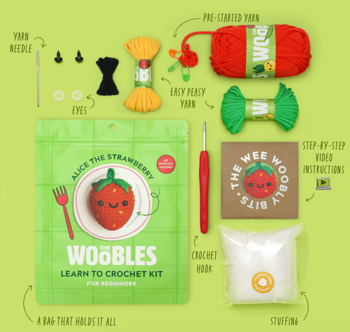 The Woobles Crochet Kit | Alice the Strawberry