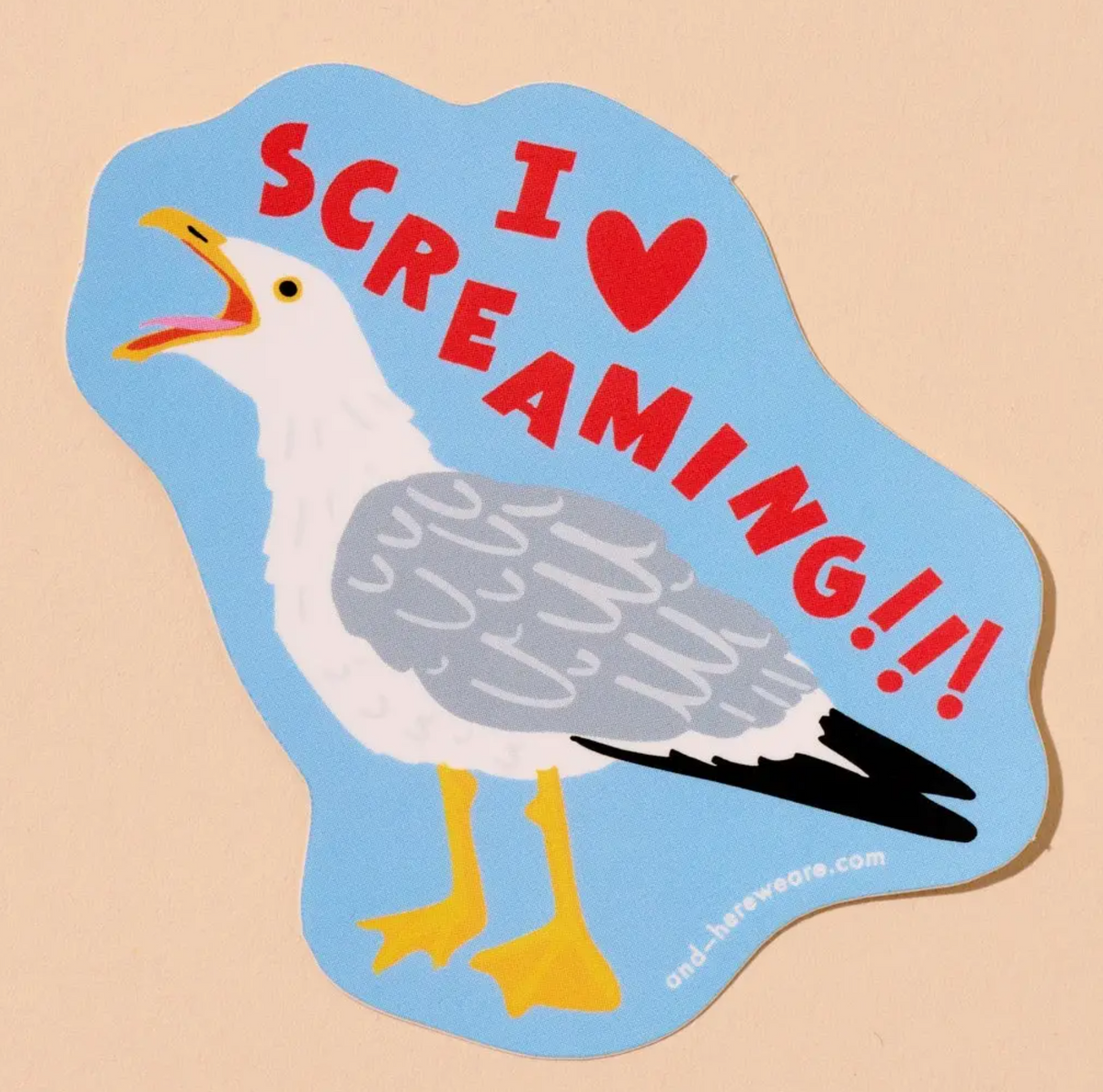 I Love Screaming Gull Sticker