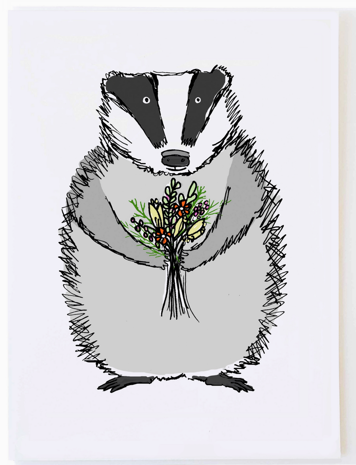Badger Flowers Birthday Card