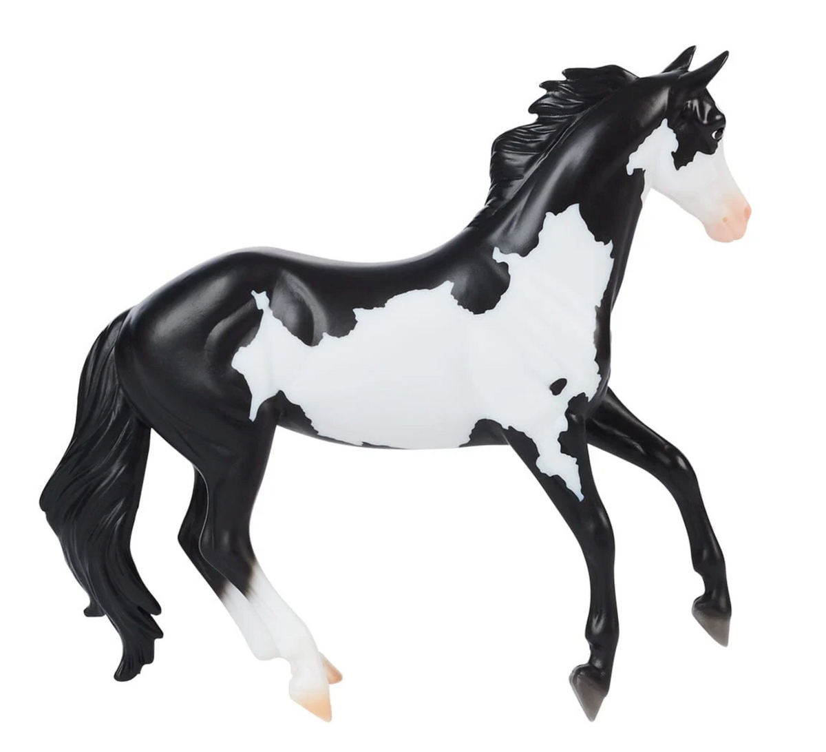 Black Frame Overo Stock Horse toy figurine with striking black and white markings