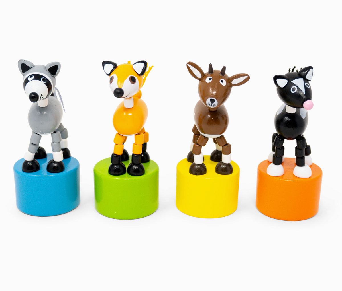 ThumbToy Woodland Animal set with four colorful animal figures on bright bases