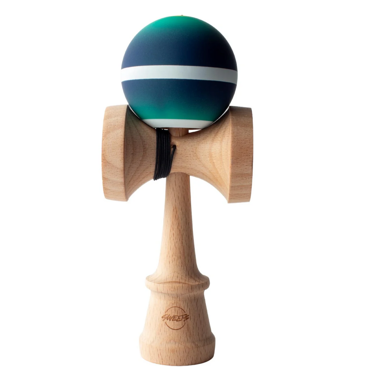 Kendama Horizon Fade | Lizard wooden kendama with blue green ball and white stripe