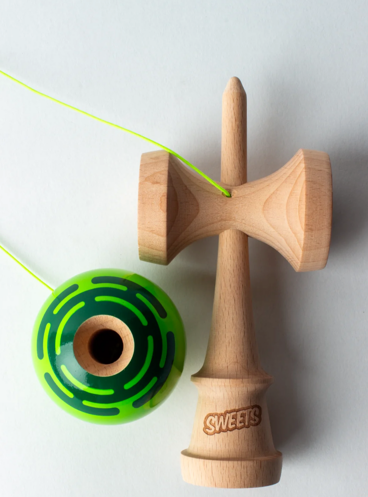 Kendama Prime Radar | Green wooden kendama toy with green patterned ball