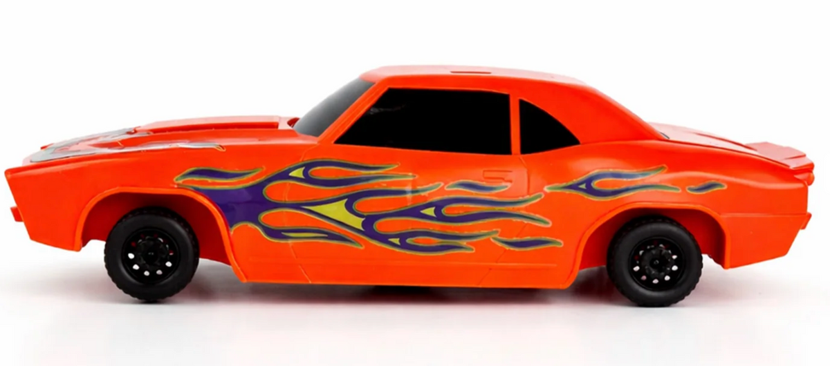 Speed Ripperz Muscle Car | Orange Torque orange toy car with blue flame decals and black wheels