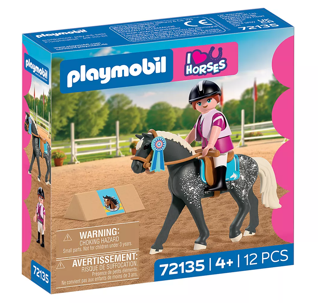 Horses | Equestrian Show Jumping toy set with rider and black horse