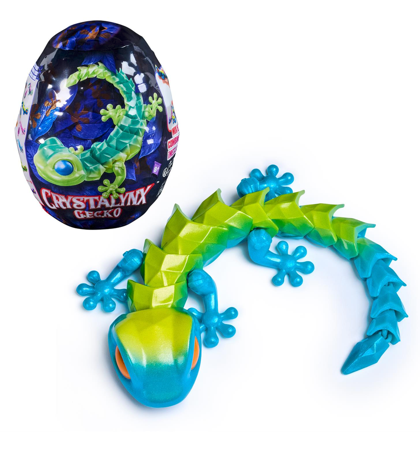 CrystaLynx Gecko colorful bendable gecko toy with blue feet and green body