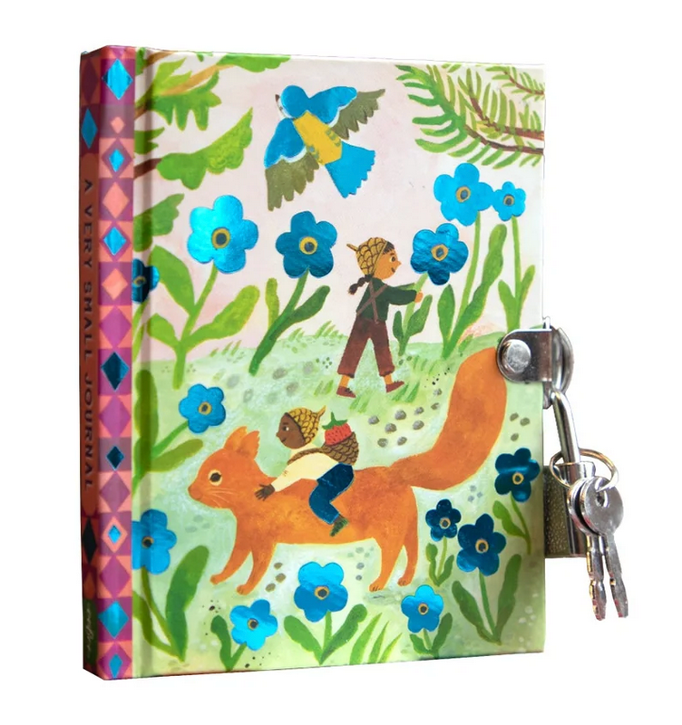 Very Small Journal | Gemma with fairy tale illustration, metal lock, and two keys, pocket-sized for secrets.