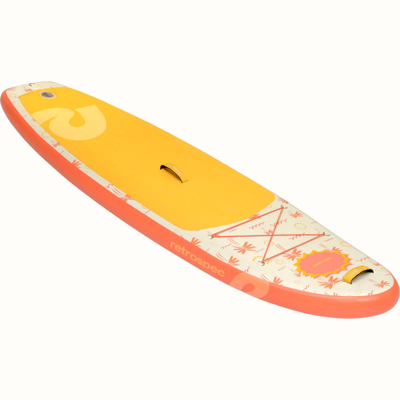 Weekender Nano Kids' Inflatable Paddle Board Summer Punch in yellow and orange, with handle and storage bungee on deck
