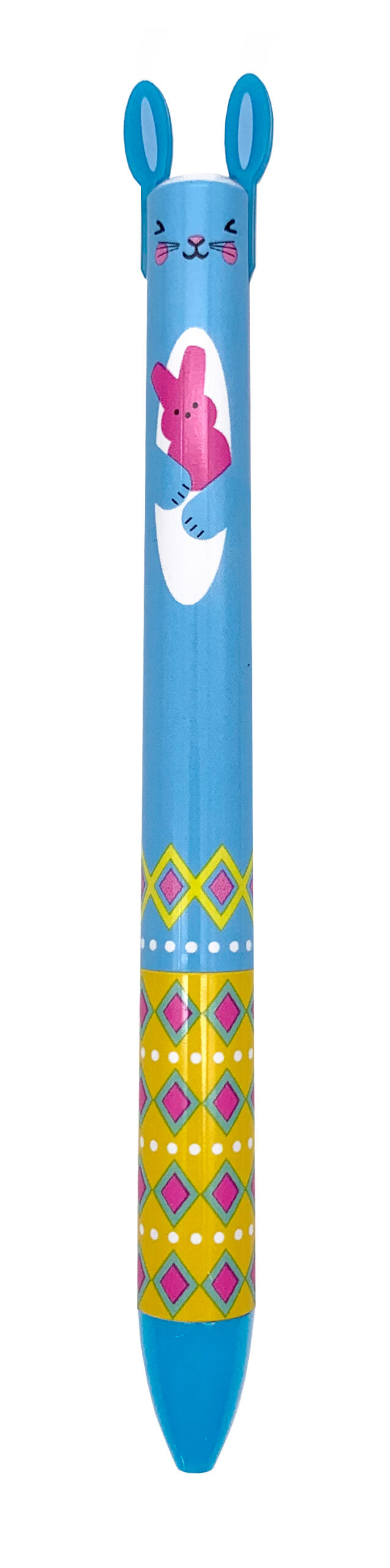 Twice as Nice 2 Color Click Pen Easter Bun with bunny ears, colorful Easter design, and dual ink colors.