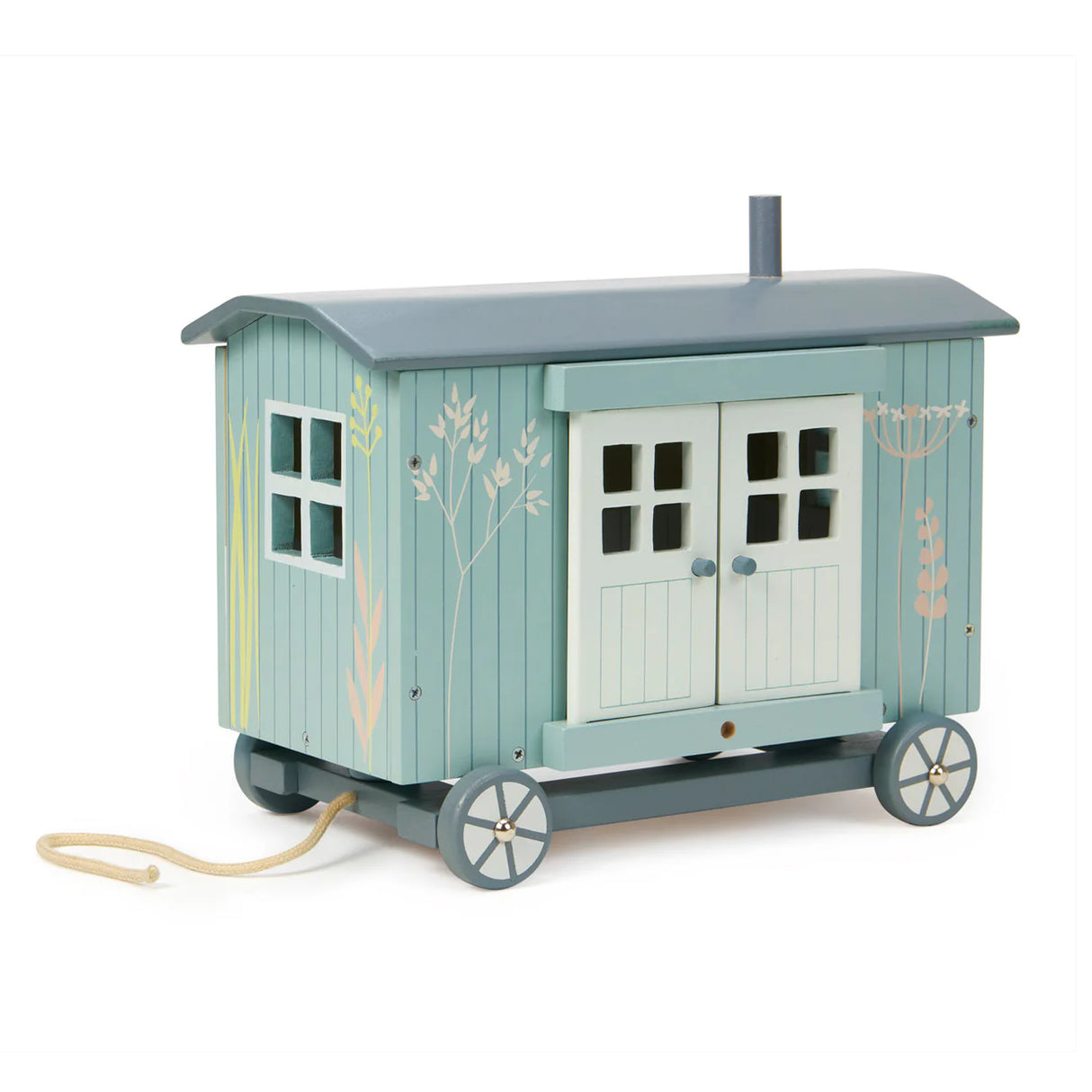 Secret Meadow Shepherd's Hut with floral design, wheels, and front doors, perfect for imaginative mouse play.