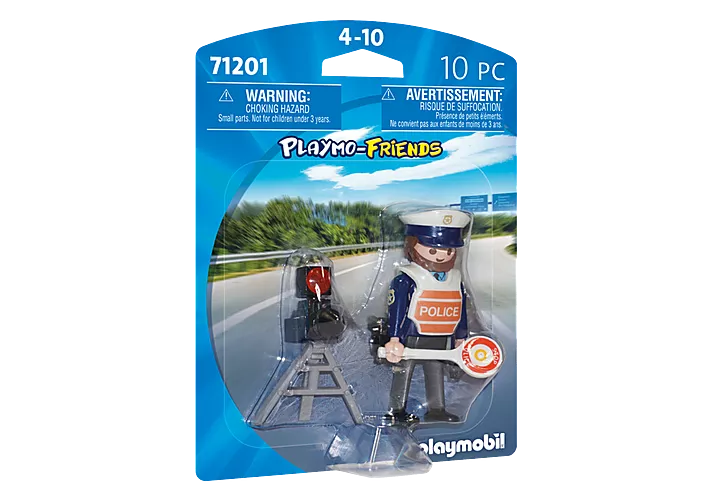 Playmo-Friends | Traffic Policeman figure with police ladle, radar, and accessories for creative traffic play.