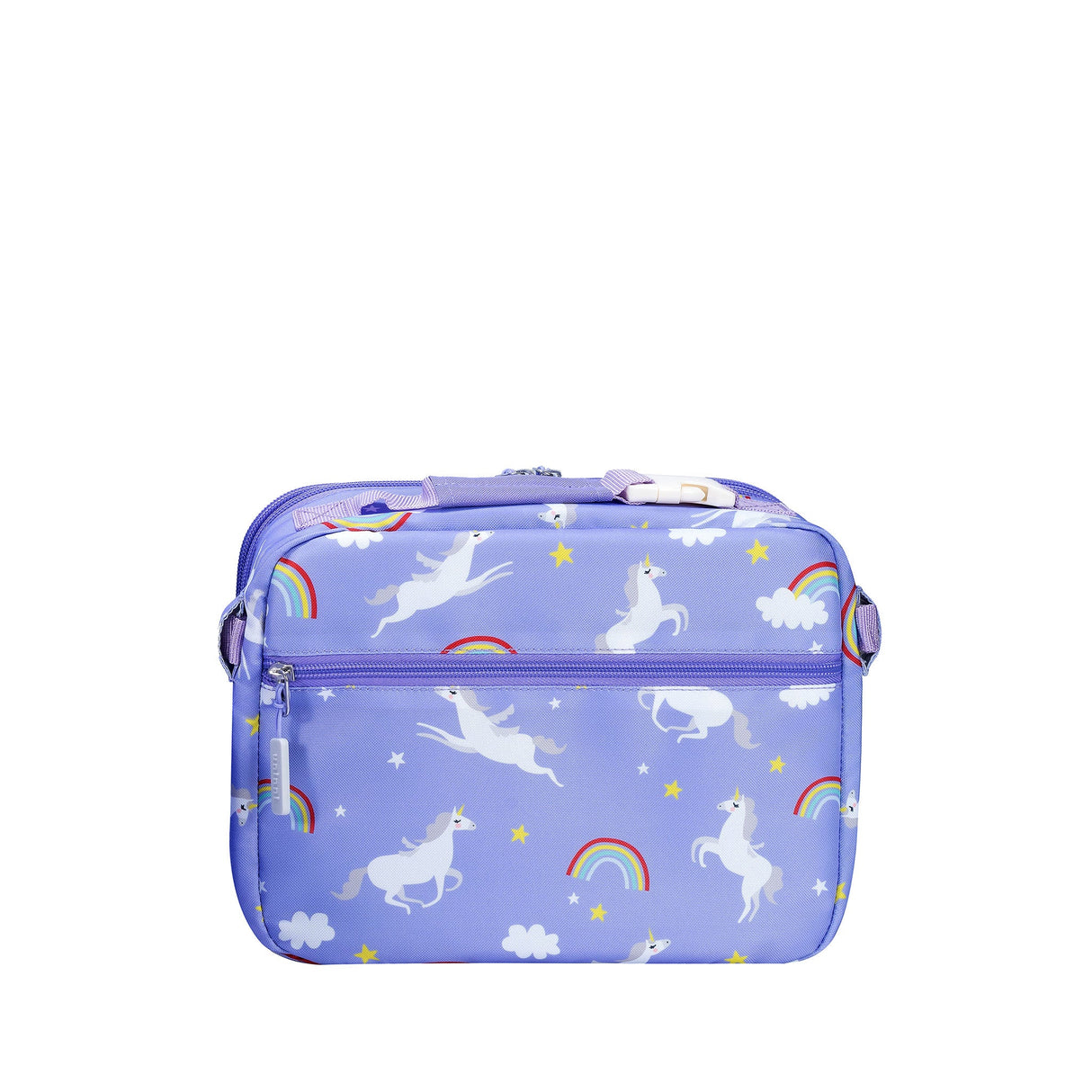 Lunch Bag | Rainbow Unicorn with insulated padding, colorful unicorns, rainbows, and expandable compartments for organized storage.