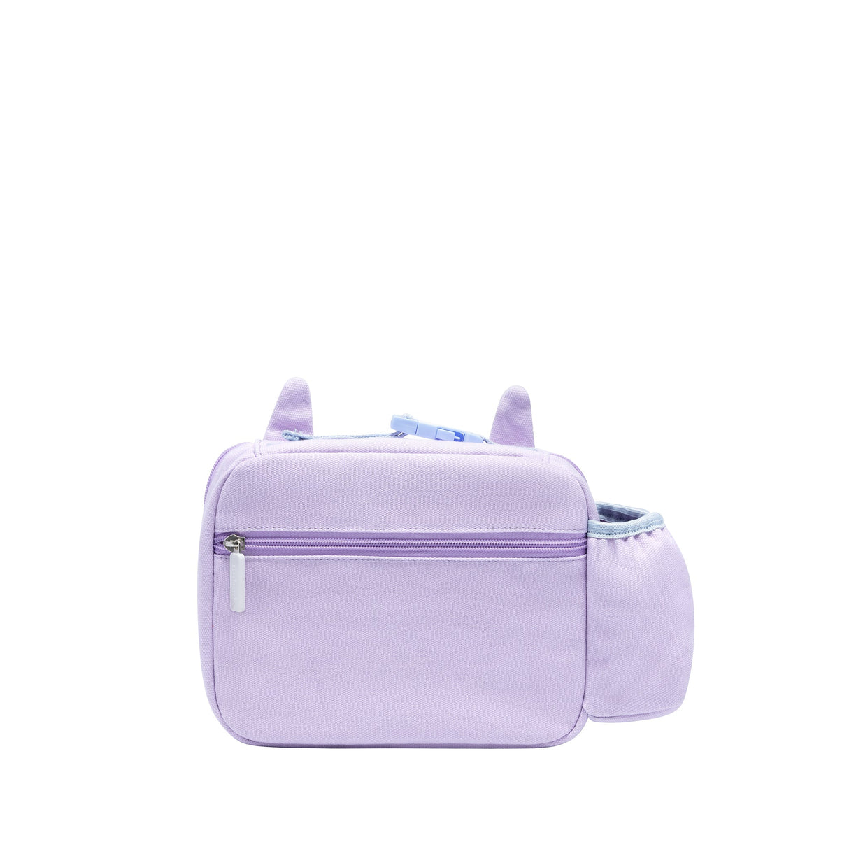 Toddler Lunchbag | Unicorn in light purple with zipped pocket and side compartment for water bottle, insulated and kid-friendly.