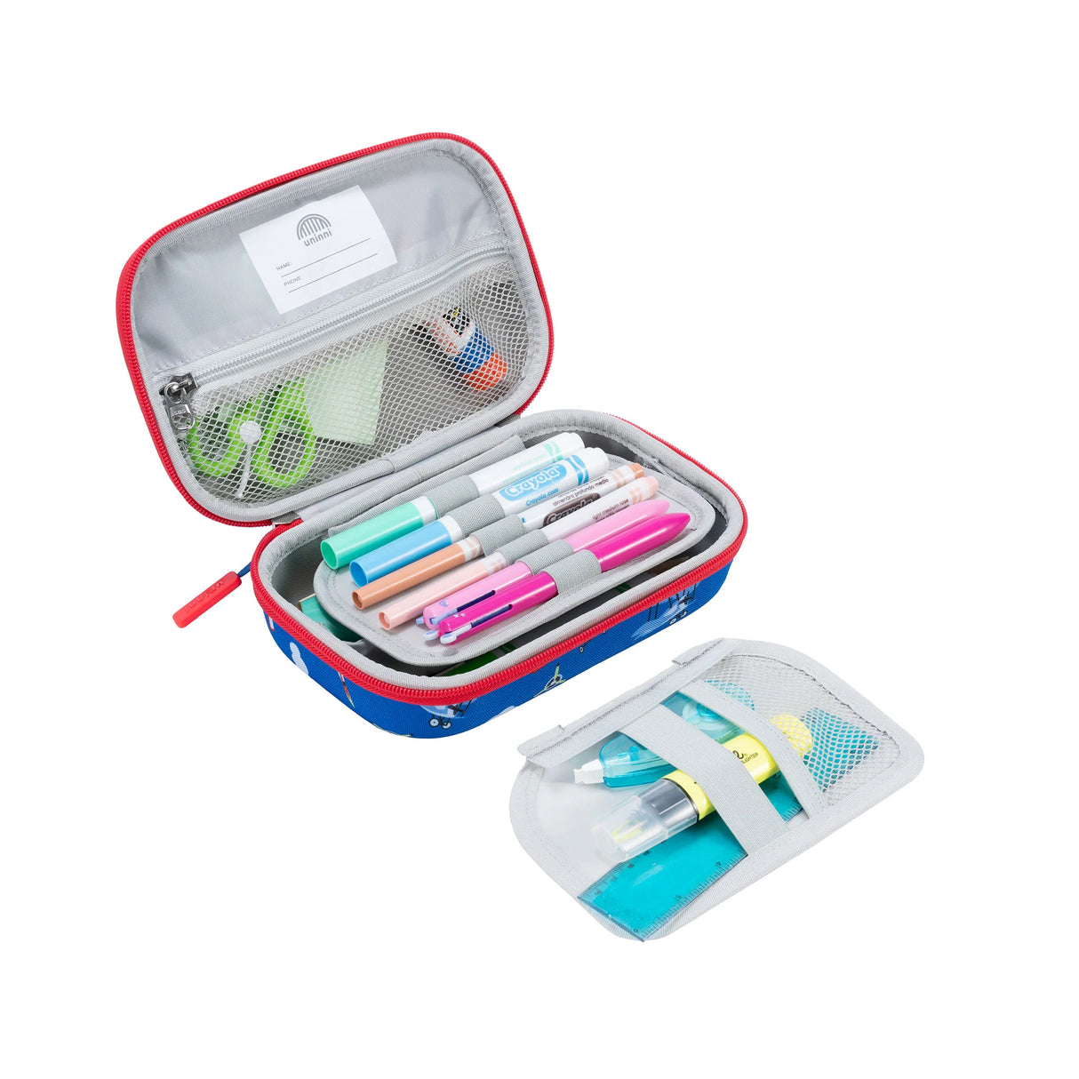 Pencil Case | Airplane with zippered mesh compartment, 6 pencil holders, removable divider, and durable metal zipper.